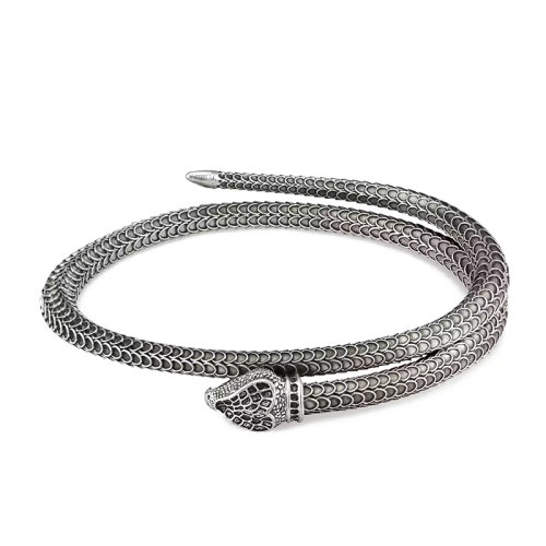 GUCCI/古馳 22春夏新款Garden系列 純銀做舊鱗片刻花靈蛇手鐲577283J84000811