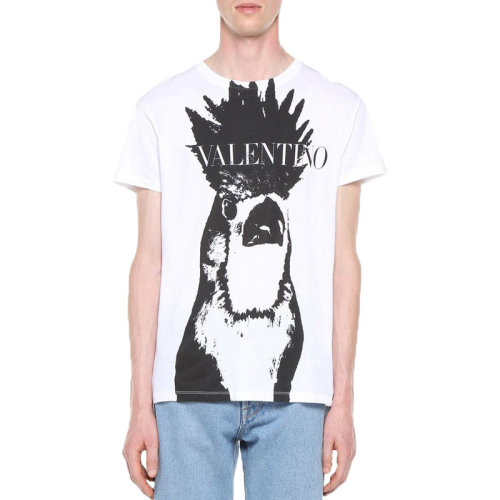 Valentino/華倫天奴  男裝 時尚簡約 品牌字母LOGO 圓領 男士白色棉質短袖T恤 RV3MG00PGGQ0BO  HKY015C