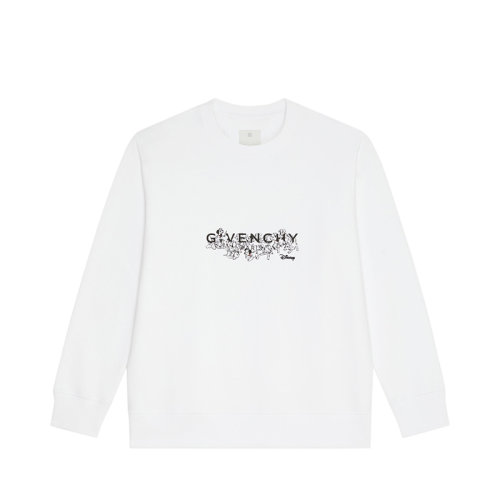 Givenchy/紀梵希 22年秋冬新款 迪士尼聯(lián)名系列 男士白色斑點狗印花無帽衛(wèi)衣BMJ0HS3Y78-100
