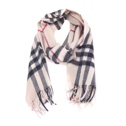 BURBERRY/博柏利 女士米色羊絨格紋圍脖圍巾 3201304
