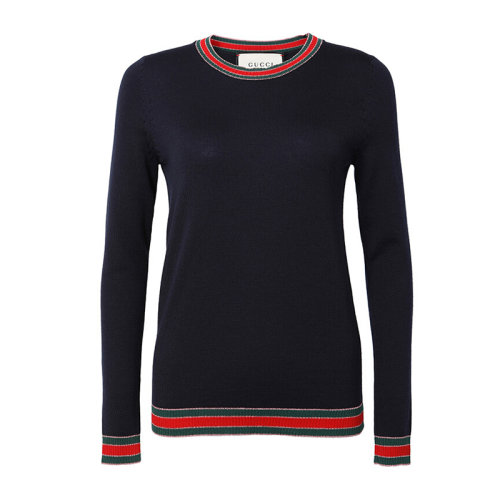 GUCCI/古馳 女裝 服飾  圓領(lǐng)長袖時尚條紋套頭衫 女士針織衫毛衣