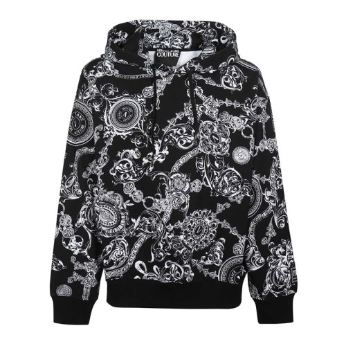 VERSACE JEANS/范思哲牛仔 男士拼色棉質(zhì)印花裝飾長袖上衣衛(wèi)衣連帽衫運動衫套頭衫 71GAI3C0-FS004-899