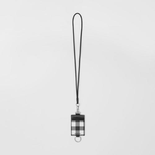 BURBERRY 22年秋冬 男士 格紋拼皮革掛帶卡片夾 80547931