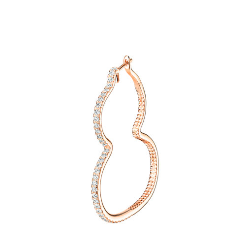 QEELIN/麒麟珠寶 經(jīng)典WULU系列 18K金玫瑰金鑲嵌鉆石中號(hào)鏤空葫蘆圈形耳環(huán)WU-020-HER-RGD2