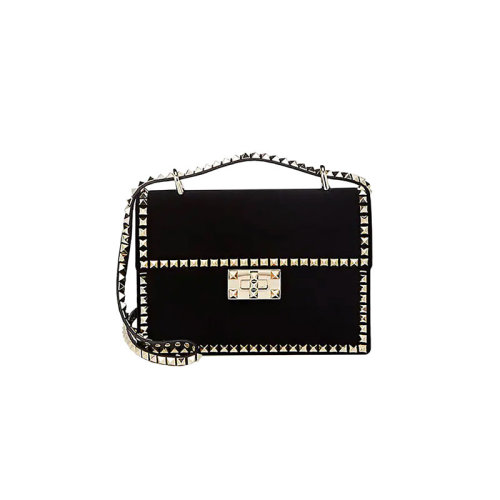 Valentino/華倫天奴 女士 黑色 鉚釘裝飾斜挎包單肩包 QW2B0C45WVM 0NO HJH0015X