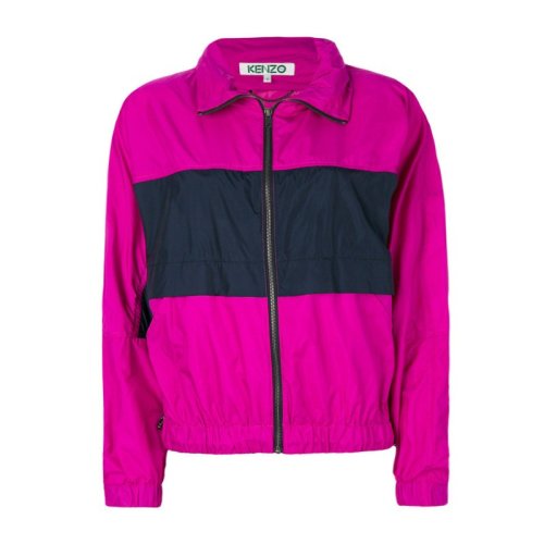 KENZO/高田賢三 玫滌綸條紋印花短款外套女士夾克