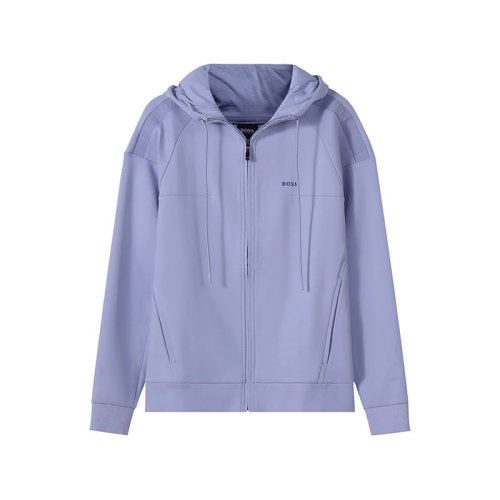 HUGO BOSS/雨果博斯 【22春夏新款】 男士棉質(zhì)連帽拉鏈衛(wèi)衣開衫運動衫外套徽標飾帶 50461616