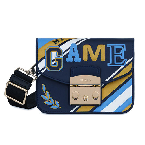 Furla/芙拉 METROPOLIS系列 女士潮流單肩鏈條鎖扣包 977974 涂鴉拼色