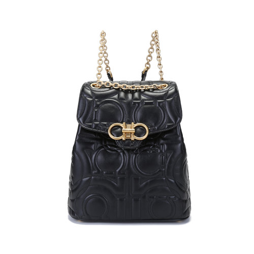 Salvatore Ferragamo/菲拉格慕 女士QUILTING BP系列牛皮Gancini雙肩包背包 21H158