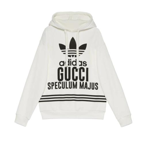  GUCCI古馳 22年秋冬 女士 adidas x Gucci聯(lián)名系列兜帽棉質(zhì)衛(wèi)衣 717427 XJEXK 9095
