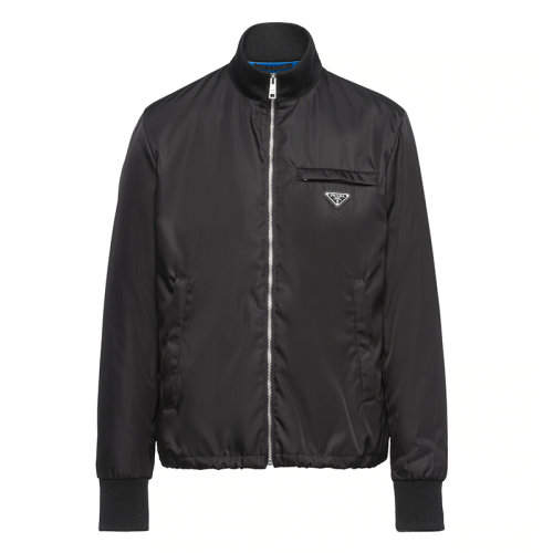 PRADA/普拉達(dá) Re-Nylon系列 男士黑色再生尼龍華達(dá)呢束腰夾克SGM346_1WQ8_F0002_S_202