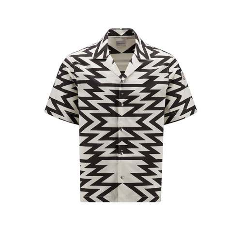 Moncler/蒙克萊 22年秋冬新款 男士淺褐色純棉幾何圖案印花短袖襯衫H20912F00002596EEF09