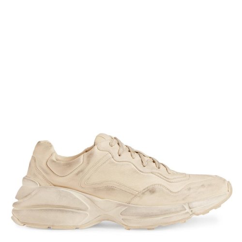 GUCCI/古馳 Rhyton系列 經(jīng)典款 男士象牙色皮革復(fù)古運動鞋老爹鞋498916A9L009522