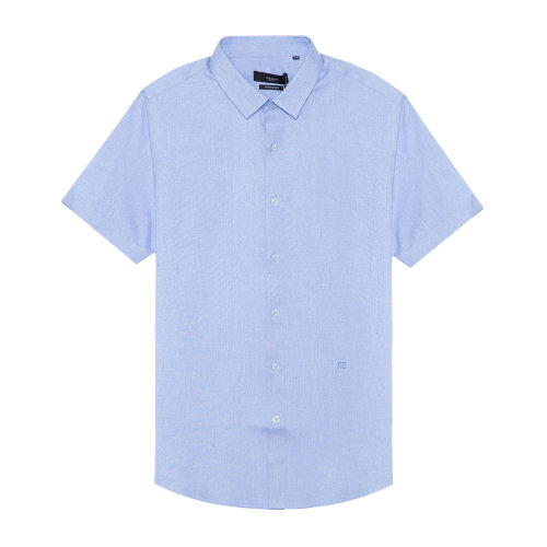 DIDIBOY/迪迪博邇簡約短袖襯衫商務(wù)男士短袖襯衫清爽夏季短襯淡藍(lán)質(zhì)感利落襯衫