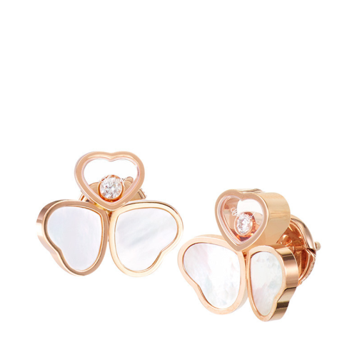 Chopard/蕭邦 經(jīng)典款HAPPY HEARTS 18K金玫瑰金色快樂的愛心耳環(huán) 83A083-5301
