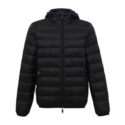 Emporio Armani/安普里奧阿瑪尼 時尚休閑藍黑色兩面穿連帽輕薄男士羽絨服(款式比較修身，建議拍大一號）