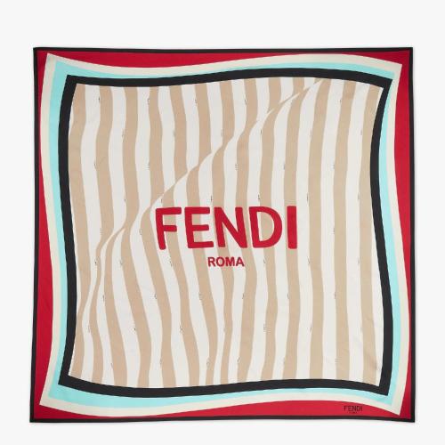 FENDI芬迪 22年秋冬 女士 圍巾 拼色桑蠶絲圍巾 FXT091AET5F0M1Y