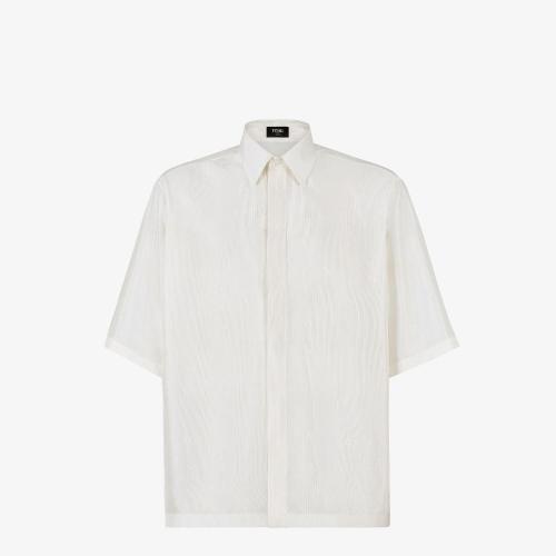  FENDI芬迪 22年秋冬 男士 短袖襯衫 白色桑蠶絲襯衫 FS079_KEGF0QG1