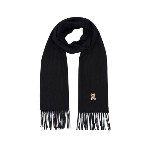 MOSCHINO/莫斯奇諾  女士羊毛泰迪熊刺繡圖案流蘇羊毛圍巾 M529350124007
