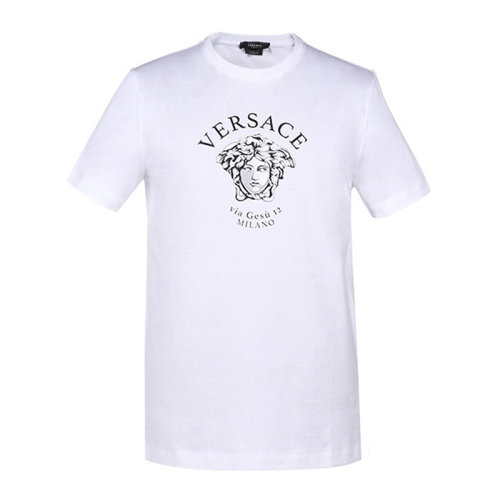 VERSACE/范思哲 男士純色棉質(zhì)經(jīng)典字母徽標美杜莎頭像印花圓領(lǐng)上衣短袖T恤 A88659-A228806 多色可選