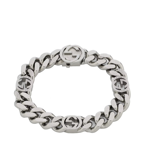 GUCCI/古馳  鈀金色效果金屬雙G細(xì)節(jié)互扣式手鏈?675758I46010926