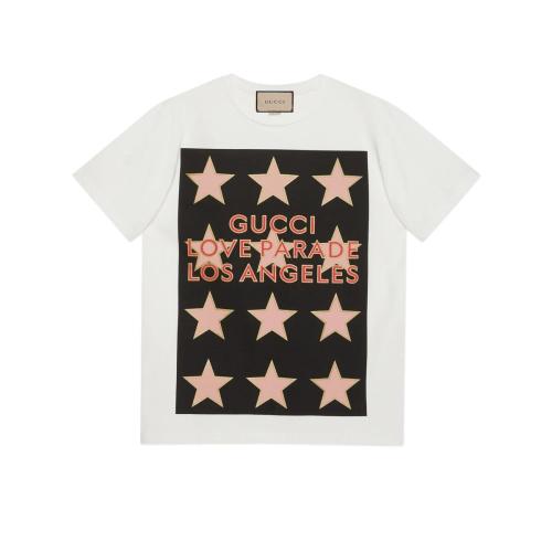  GUCCI古馳 22年秋冬 男士 “Gucci Love Parade”印花T恤 548334 XJEQI 9275