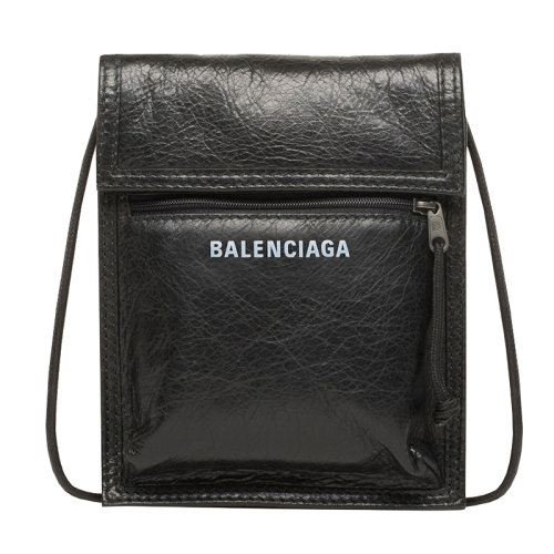 Balenciaga/巴黎世家 經(jīng)典款EXPLORER系列 男士小Arena黑色皮革單肩包斜挎包532298DB5051000