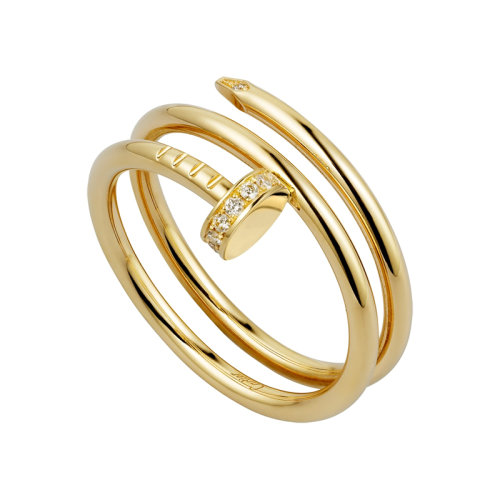 CARTIER/卡地亞 經(jīng)典Juste un Clou系列 18K金黃金鑲鉆多圈釘子戒指  B4211800