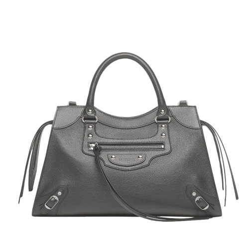 Balenciaga/巴黎世家 Neo Classic 男士深灰色粒面小牛皮中號(hào)單肩手提包 63847015Y4Y1219