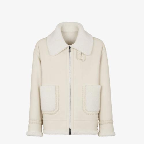  FENDI芬迪 22年春夏 男士 夾克 白色毛羊皮夾克 FM0176AIV0F0ZNM