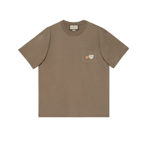 GUCCI/古馳 22年秋冬新款 Lovelight系列 男士棕色純棉花盆刺繡短袖T恤708678XJERS2408