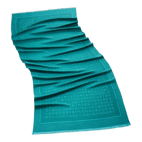 BVLGARI/寶格麗 女士Lettere Maxi翡翠綠色羊毛和精美絲綢披肩241411