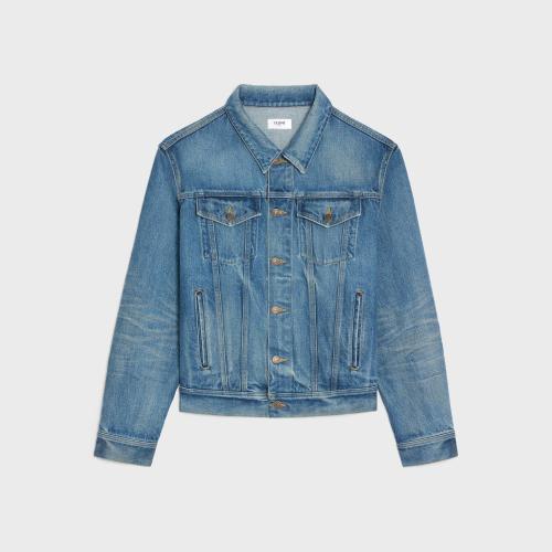  CELINE賽琳思琳 22年秋冬 男士 夾克 VESTE TRUCKER V SHAPE DENIM UNION WASH 2Q503086T.08TU