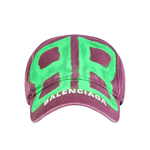 Balenciaga/巴黎世家新款 BB Sprayed系列 男女同款深紅色和熒光綠色純棉斜紋棒球帽673321410B25067