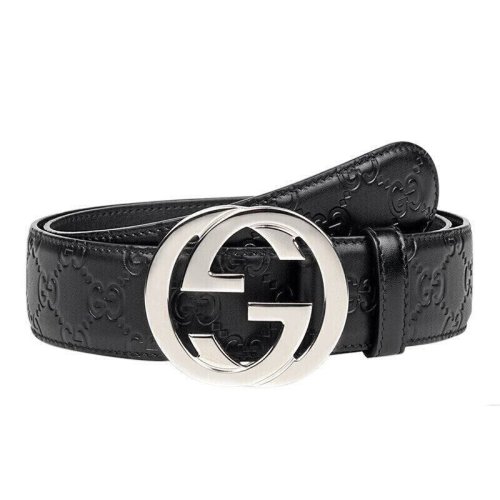 GUCCI/古馳   經(jīng)典款 Signature男士牛皮印花雙G腰帶