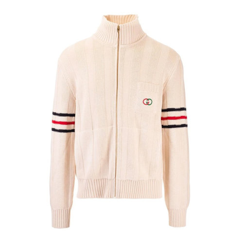 GUCCI/古馳 男士米色棉質(zhì)拉鏈款毛衣保暖針織衫 630423-XKBGM-9071