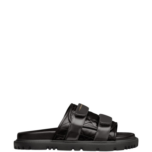 DIOR/迪奧 22年秋冬新款 DIO(R)EVOLUTION系列 女士黑色絎縫牛皮革藤格紋涼拖KCQ716CQC_S900