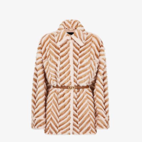  FENDI芬迪 22年秋冬 女士 夾克 拼色貂毛夾克 FNE61LAJ9TF1GG5