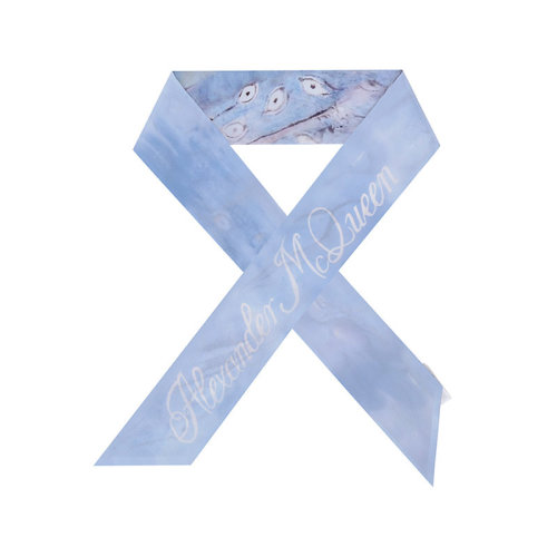 Alexander McQueen/亞歷山大麥昆【22春夏新款】女士桑蠶絲裝飾帶小領(lǐng)巾窄版絲巾 687456 3005Q