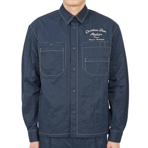 DIOR/迪奧 男士藍色滌綸長袖襯衫 213C512A5456C580