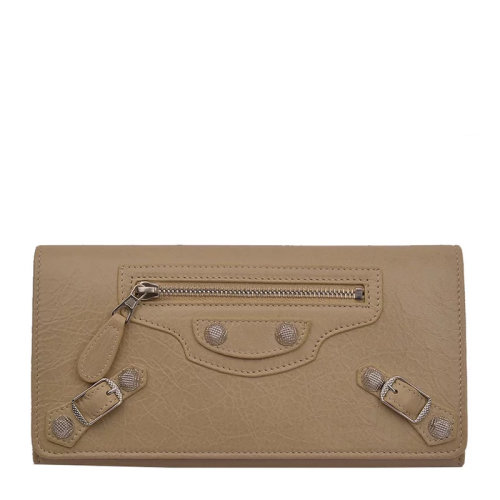 Balenciaga/巴黎世家 女士卡其色羊皮拉鏈開合長款手拿包錢包女包 233599-D940N-9620