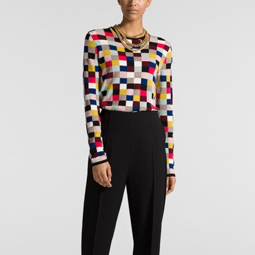 St.John/盛薔女士羊毛色塊女士針織衫/毛衣K51X051