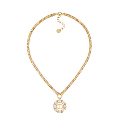 DIOR/迪奧 22新款PETIT CD系列 女士金色飾面金屬圓形“CD”標志白色和銀色調(diào)仿水晶裝飾項鏈N1715PTCCY_D301