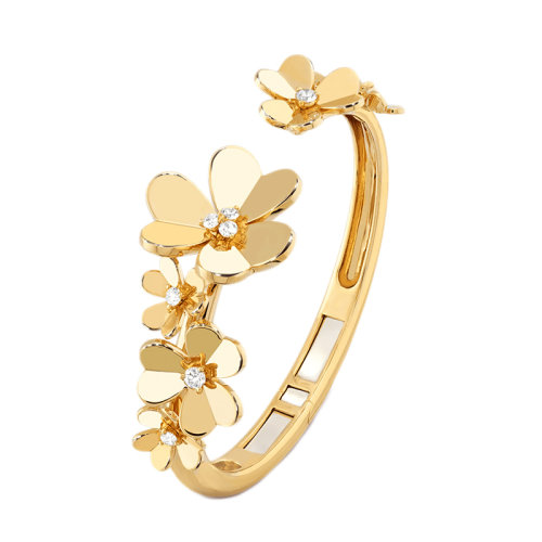 Van Cleef & Arpels/梵克雅寶 經(jīng)典款Frivole系列 18k金黃金鑲鉆7三瓣花朵手鏈?zhǔn)骤CVCARP6L300