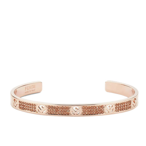 FENDI/芬迪 經(jīng)典款F Is Fendi系列 玫瑰金黃銅鑲嵌透明水晶徽標(biāo)刻印手環(huán)手鐲8AG9286DMF15IG