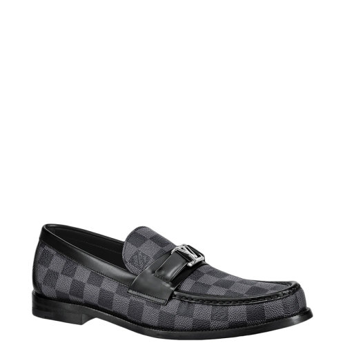 Louis Vuitton/路易威登 22年早春新款 MAJOR系列 男士石墨灰色Damier圖案帆布樂福鞋1A4OKT