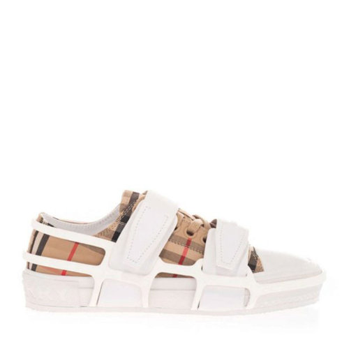 BURBERRY/博柏利  巴寶莉女鞋 女士米色格紋棉質拼皮革時尚休閑運動鞋  80343261