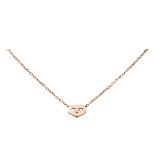 CARTIER/卡地亞  SYMBOLES系列 XS型號18k金玫瑰金鑲嵌鉆石愛心項鏈B3040400
