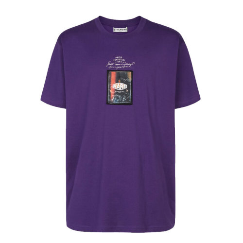 Givenchy/紀(jì)梵希  男裝 時尚百搭 紫色棉質(zhì)圓領(lǐng)男士短袖T恤 BM70ZC3002-501