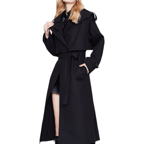 GeleiStory/GeleiStory  風衣女中長款秋冬上新英倫風雙排扣馬甲氣質(zhì)外套  女士風衣